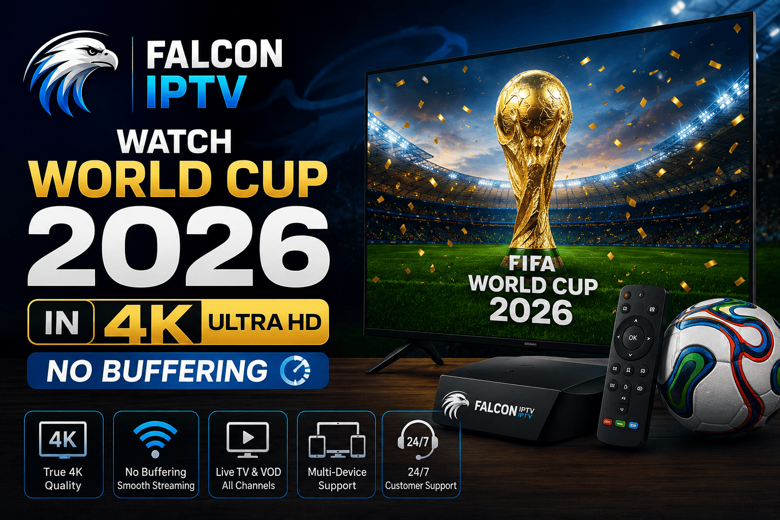 Falcon IPTV on Smart TV streaming World Cup 2026 semi-finals in 4K for viewers in Saudi Arabia