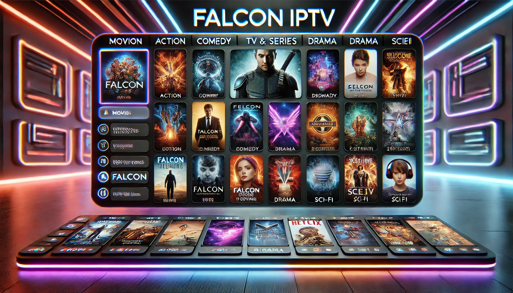 مكتبة الأفلام والمسلسلات على Falcon IPTV خدمات البث في السعودية