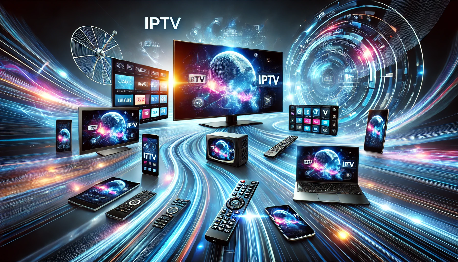 صورة مستقبلية تعرض بث IPTV عبر عدة أجهزة